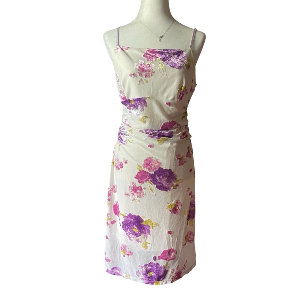 Zokai Vintage Cream Velour Floral Strap Dress US L